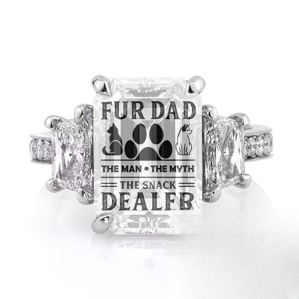 Square Pet Dad Statement Ring