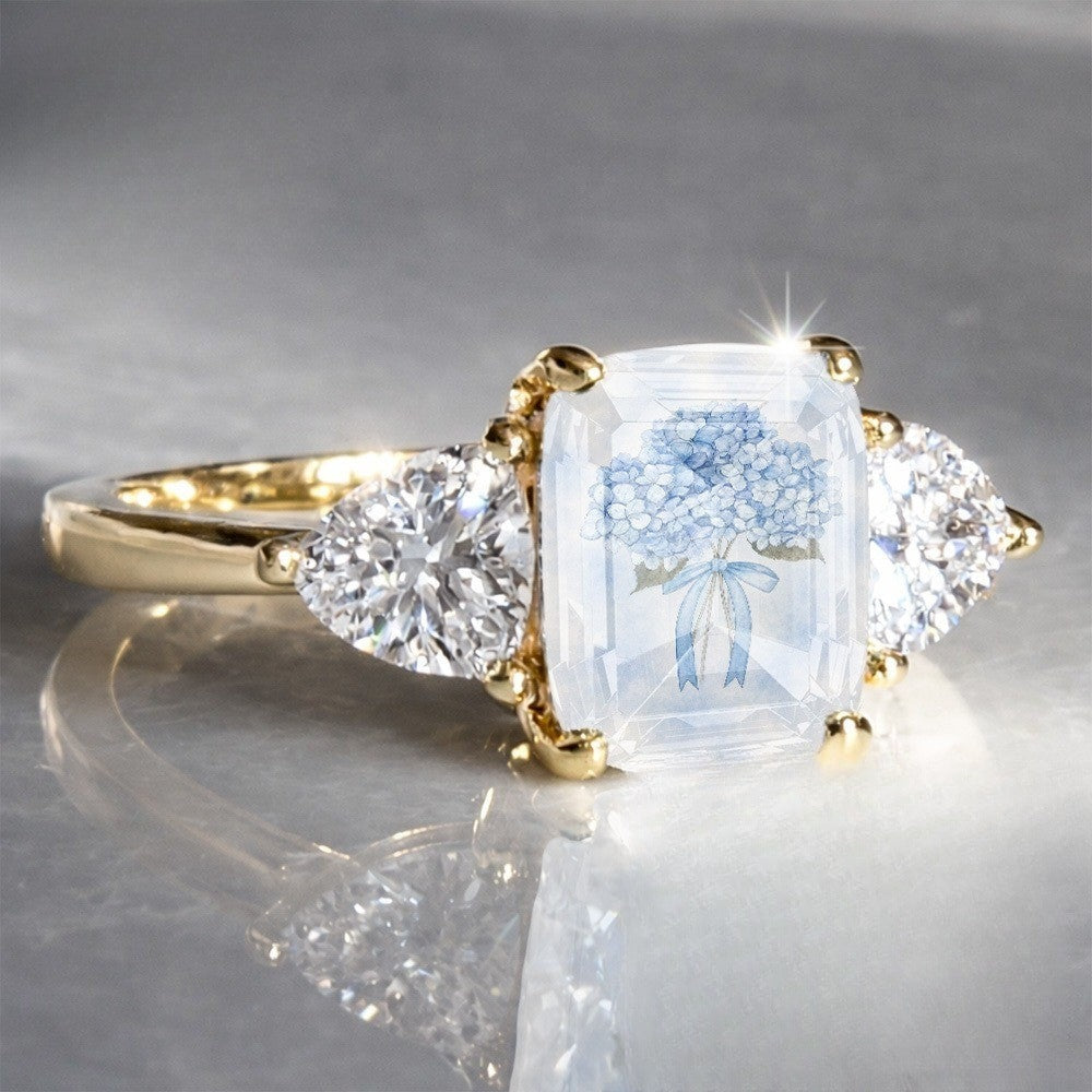 Hydrangea Bouquet Three-Stone Ring