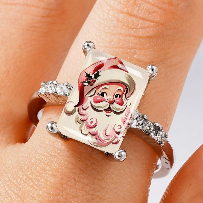 Santa Portrait Rectangle Ring