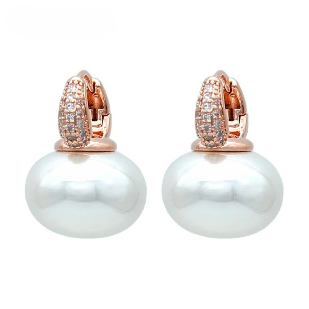 Round Pan Large Pearl Earrings