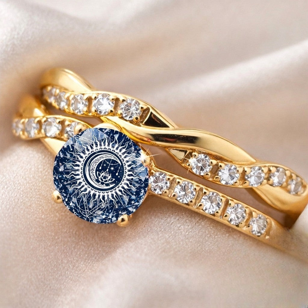 Celestial Moon & Lotus Ring