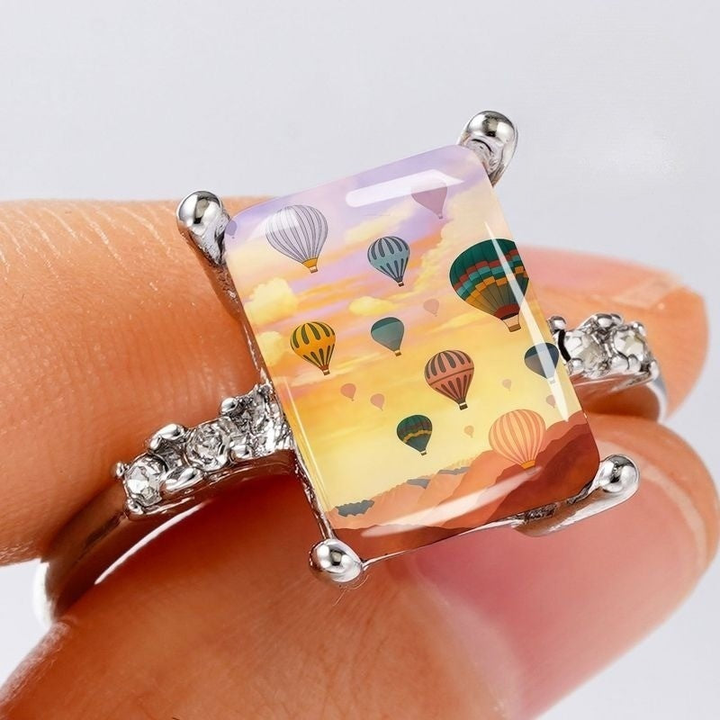 Hot Air Balloon Rectangular Ring