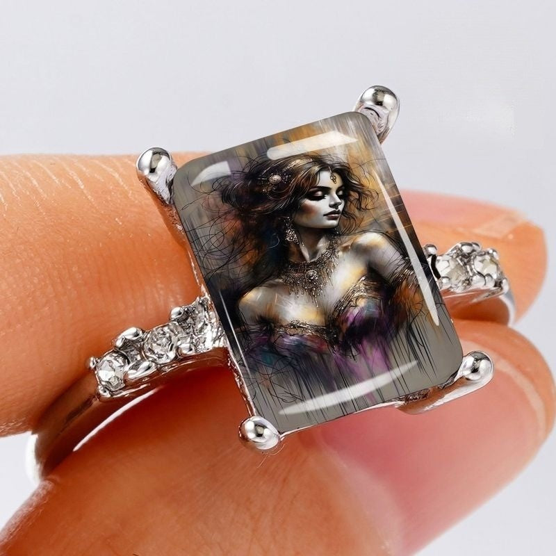 Artistic Woman Rectangle Ring