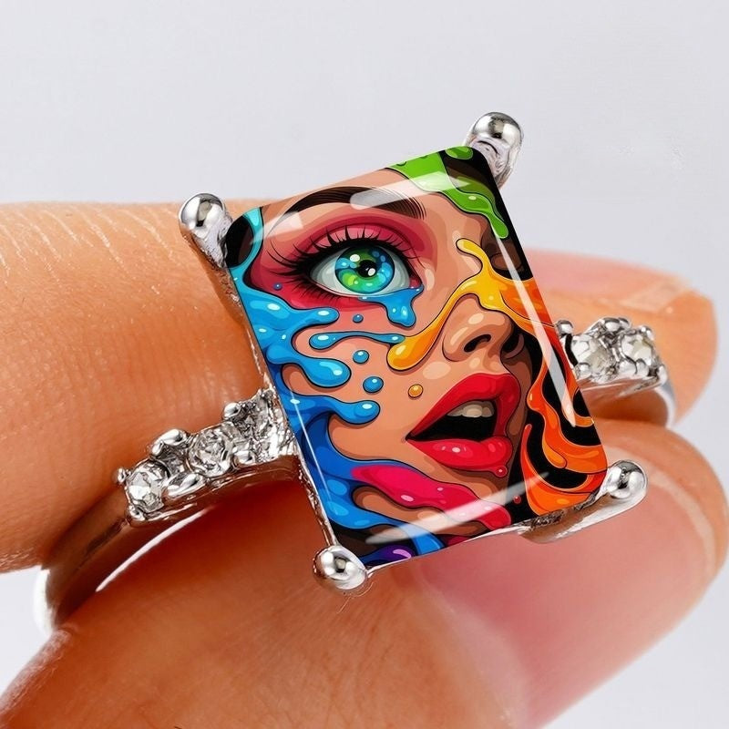 Colorful Abstract Portrait Ring