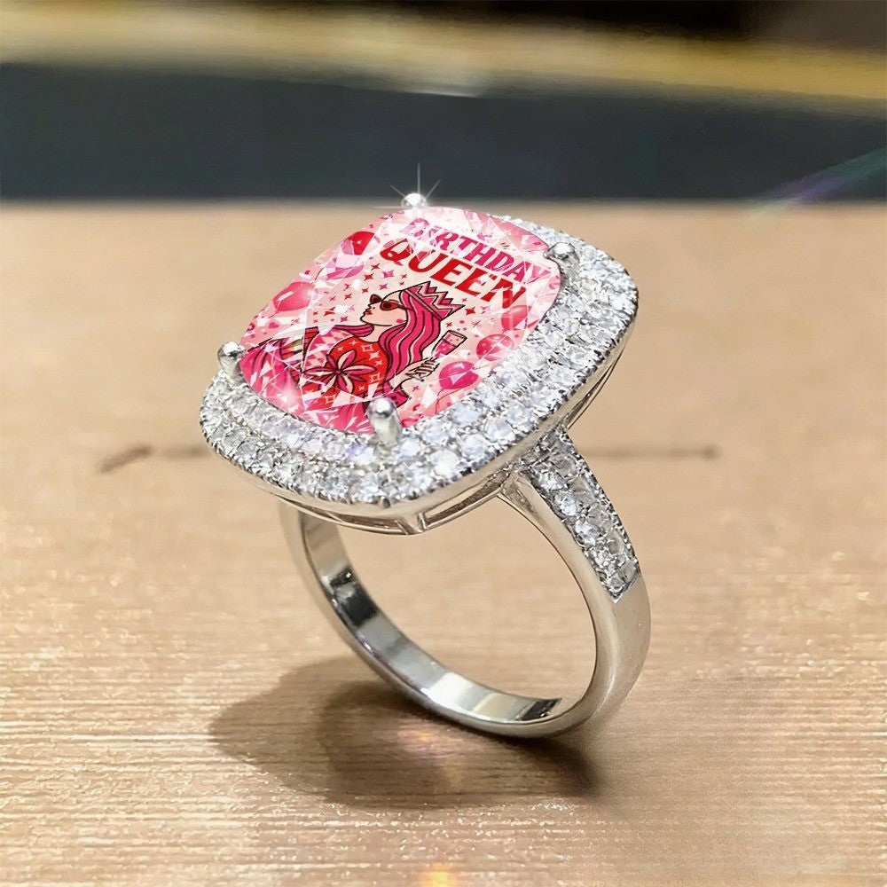 Birthday Queen Square Ring