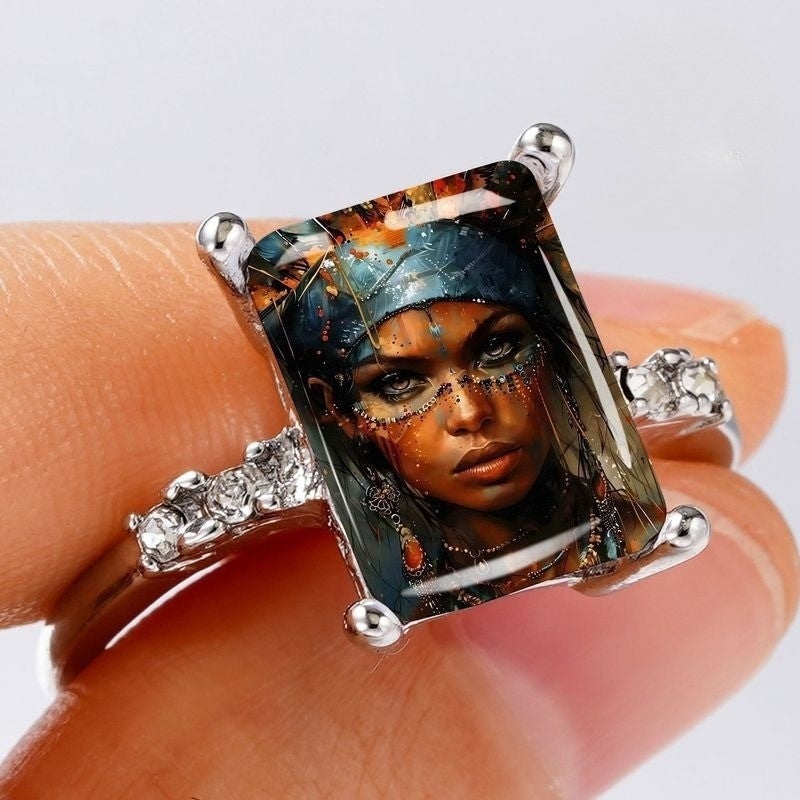 Colorful Goddess Portrait Ring