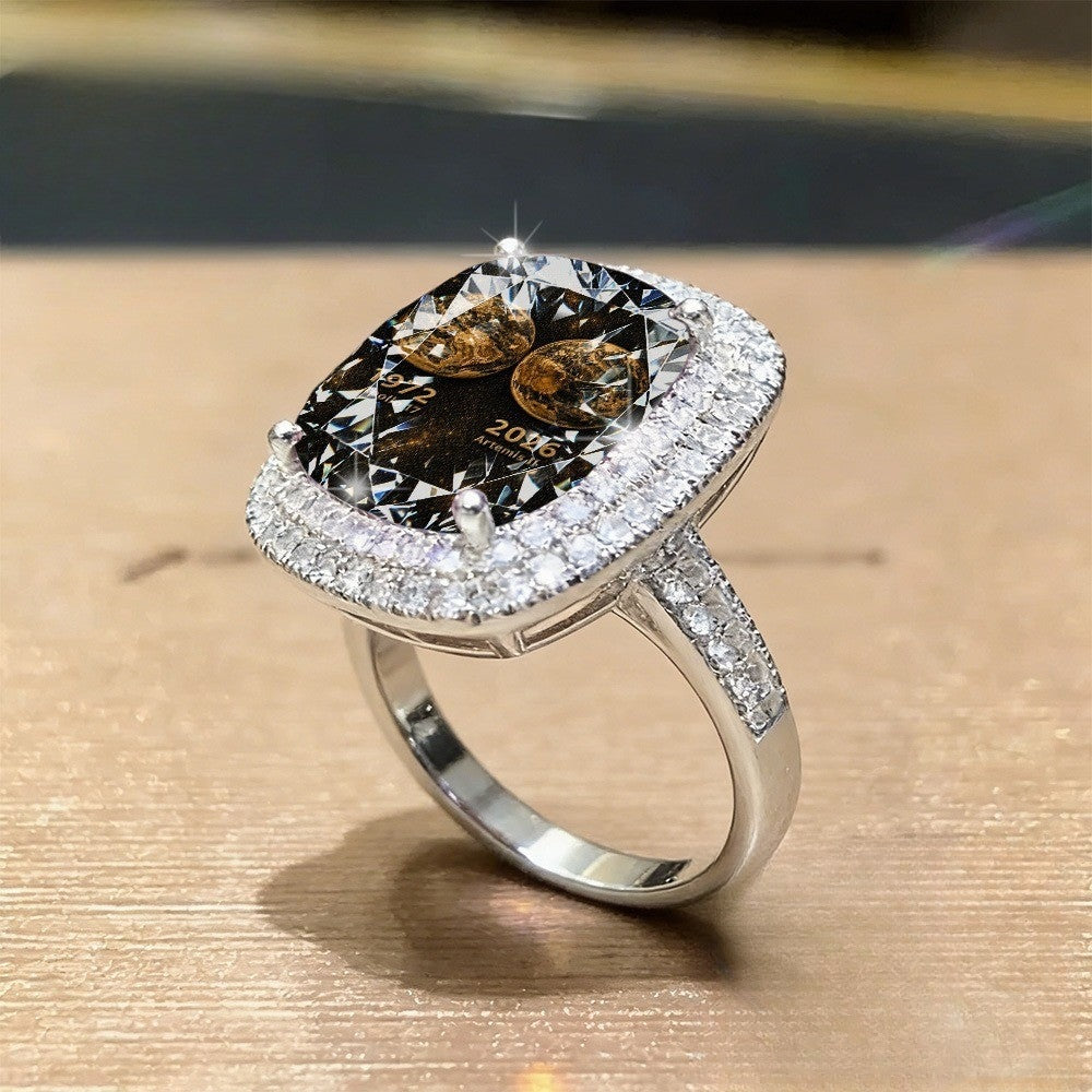 Dual Globe Square Statement Ring