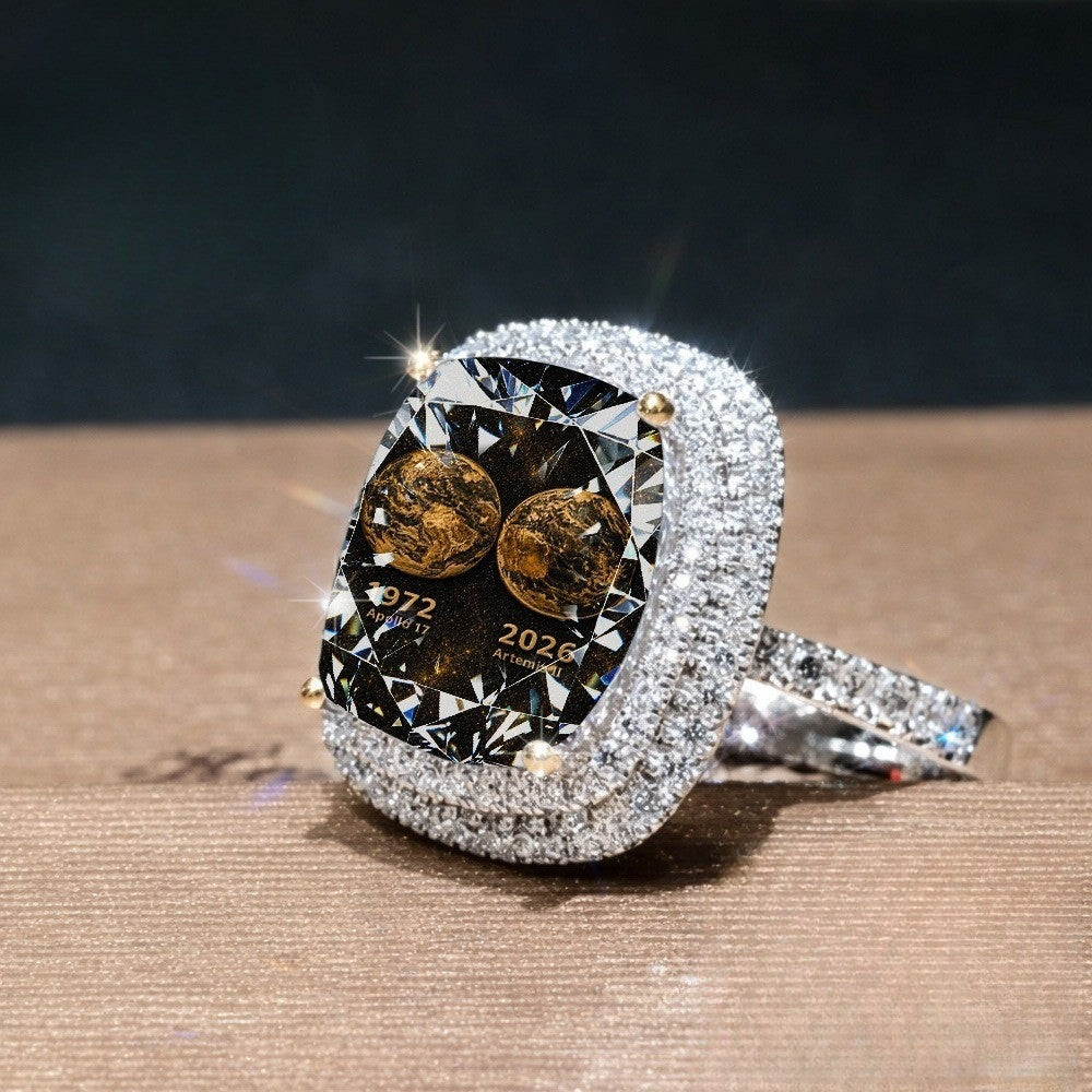 Dual Globe Square Statement Ring