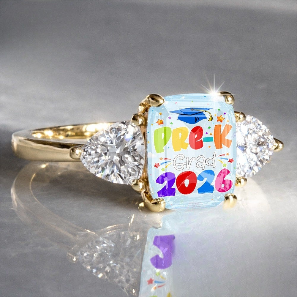 Colorful Graduation Three-Stone Ring