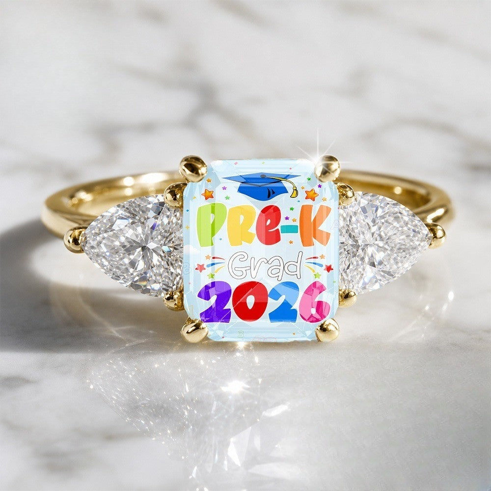 Colorful Graduation Three-Stone Ring
