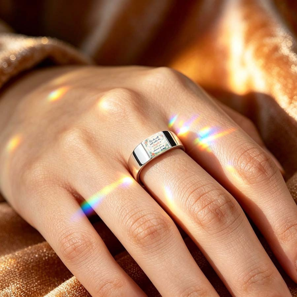 Floral Scripture Minimal Ring