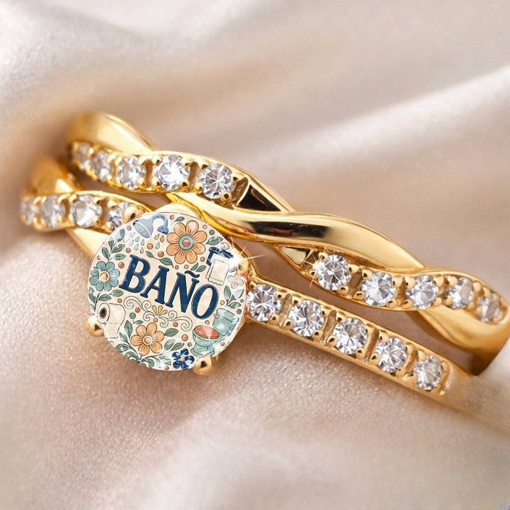 Floral Bathroom Sign Ring
