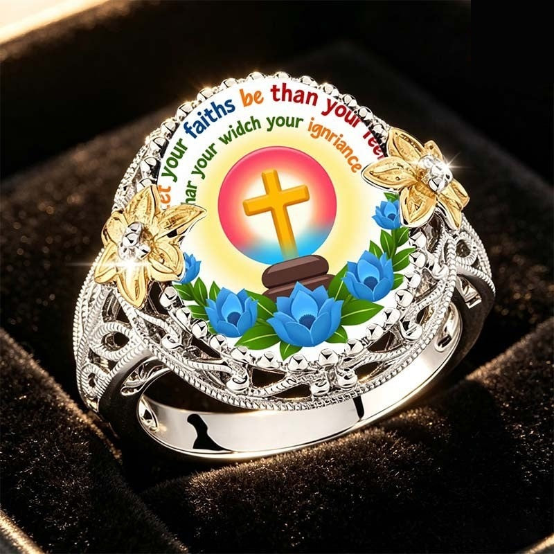Faith & Floral Cross Ring