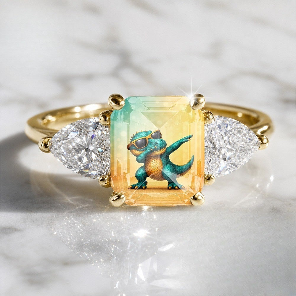 Dinosaur Rectangular Stone Ring