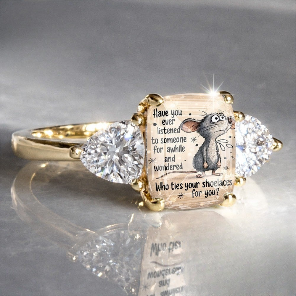 Mouse Quote Three-Stone Ring
