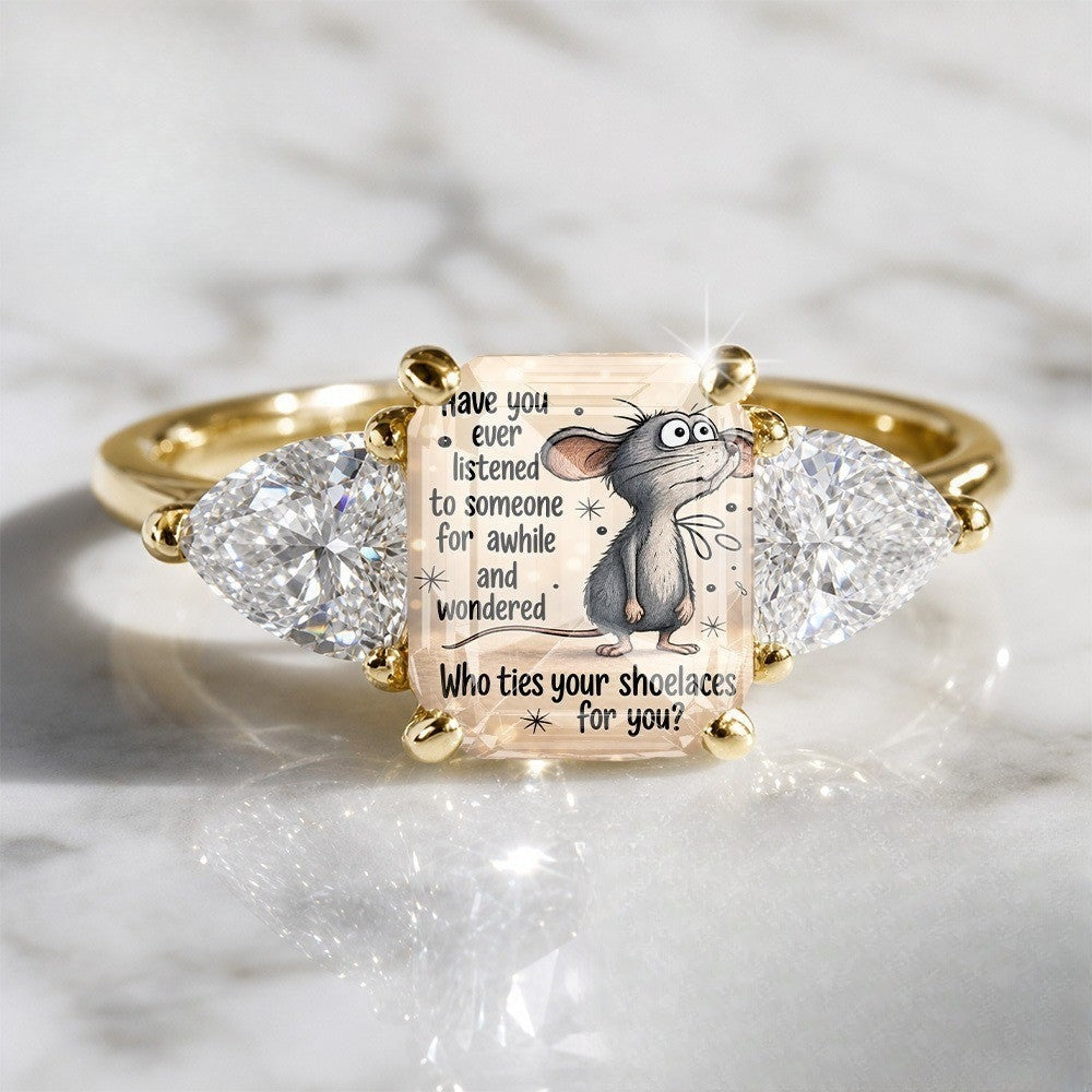 Mouse Quote Three-Stone Ring