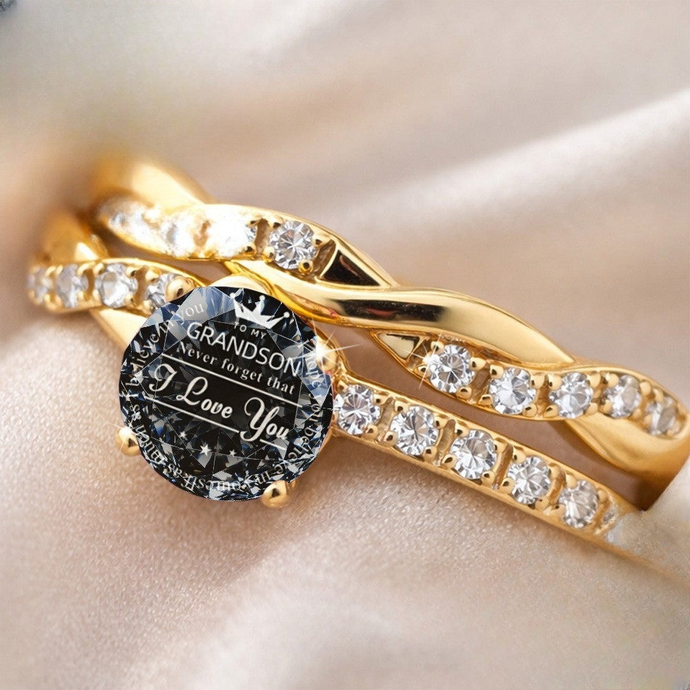 Grandson Message Crystal Ring