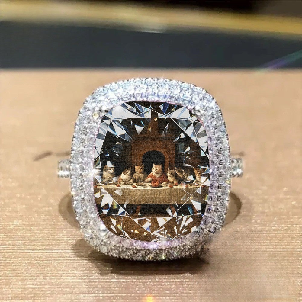Cat's Last Supper Statement Ring