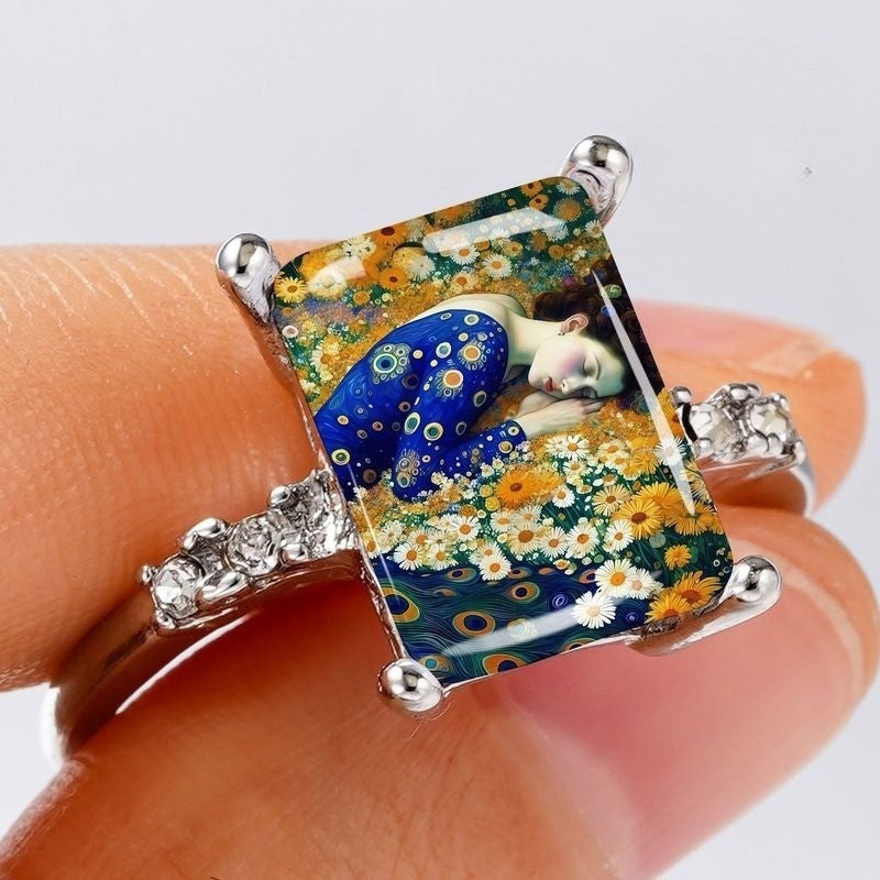 Floral Art Rectangle Ring