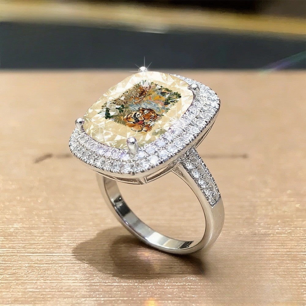 Tiger Jungle Square Ring