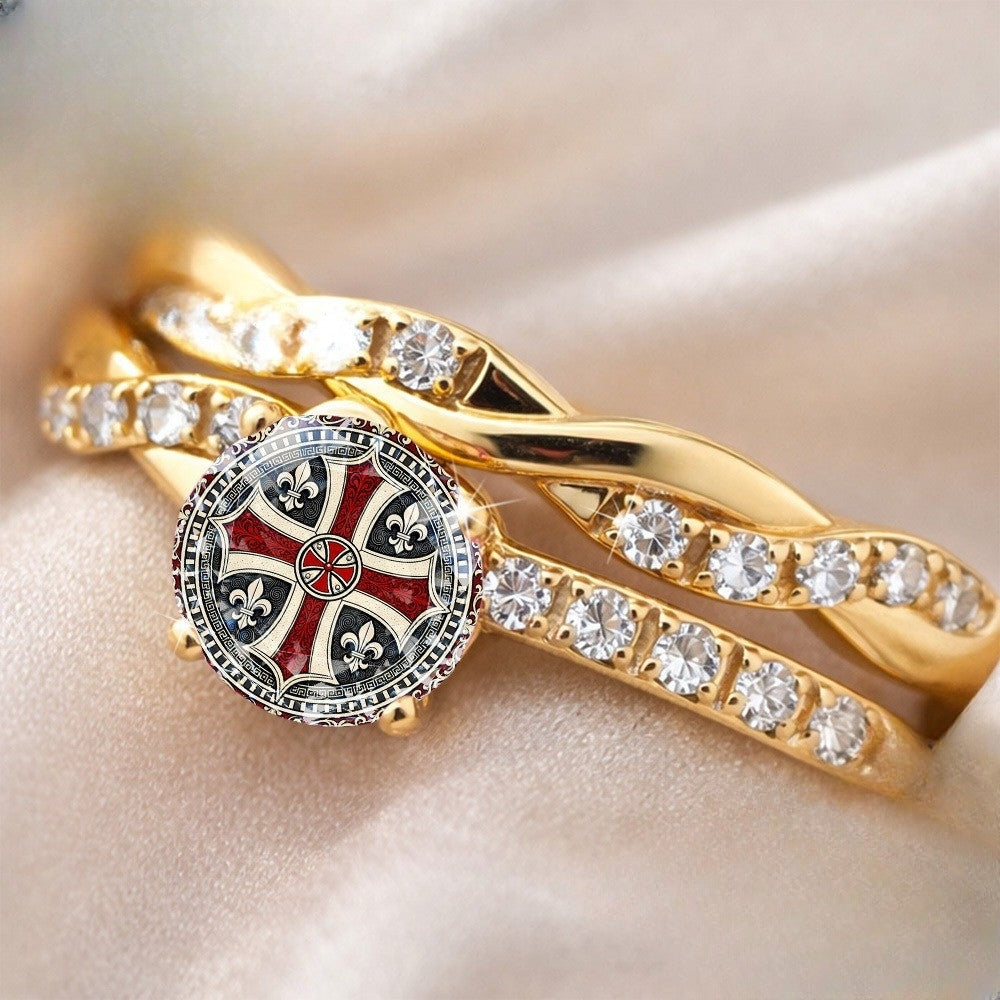 Twisted Cross & Fleur-de-Lis Ring