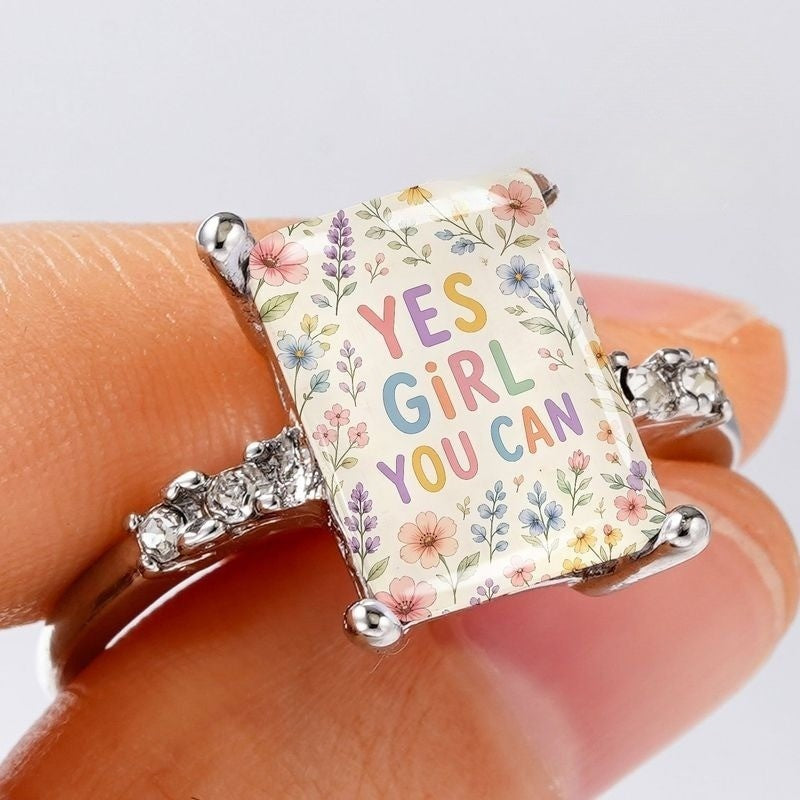 Yes Girl You Can Floral Ring