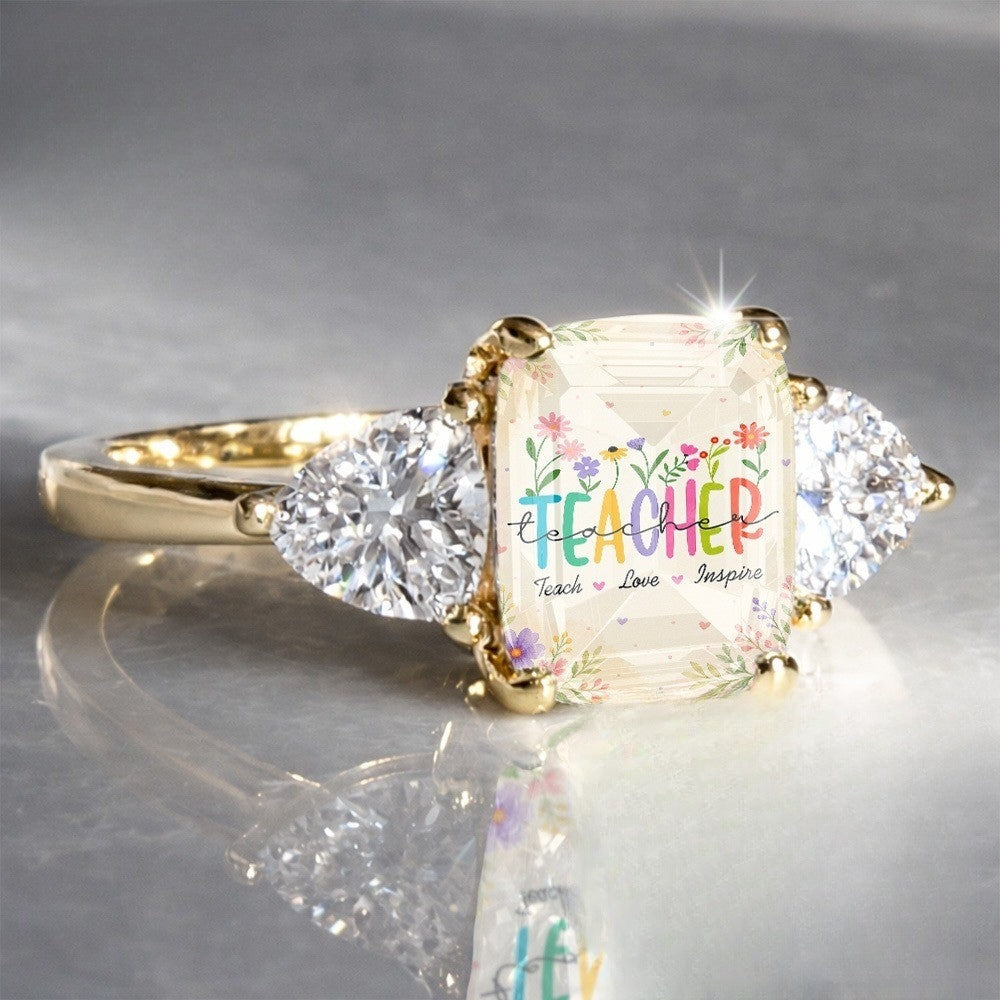 Colorful Teacher Floral Statement Ring