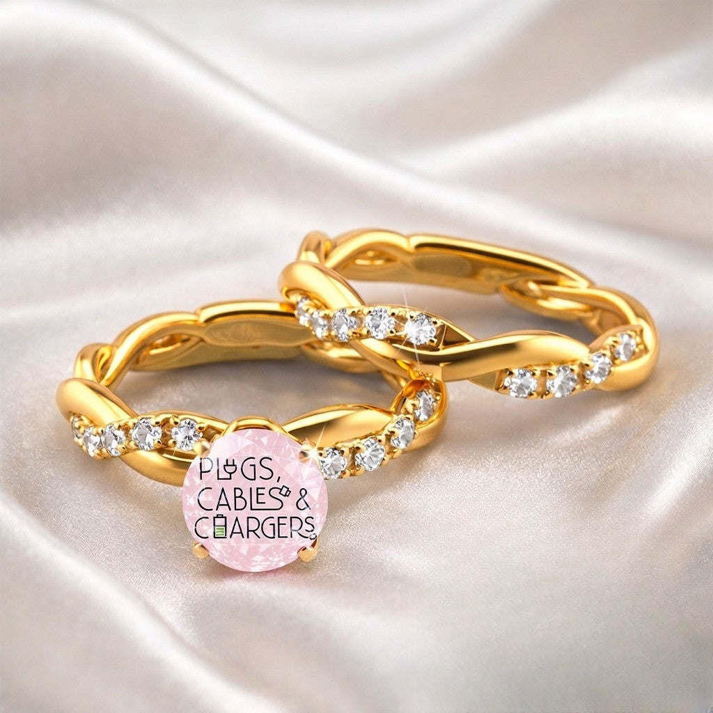 Pink Crystal Plugs Cables & Chargers Ring