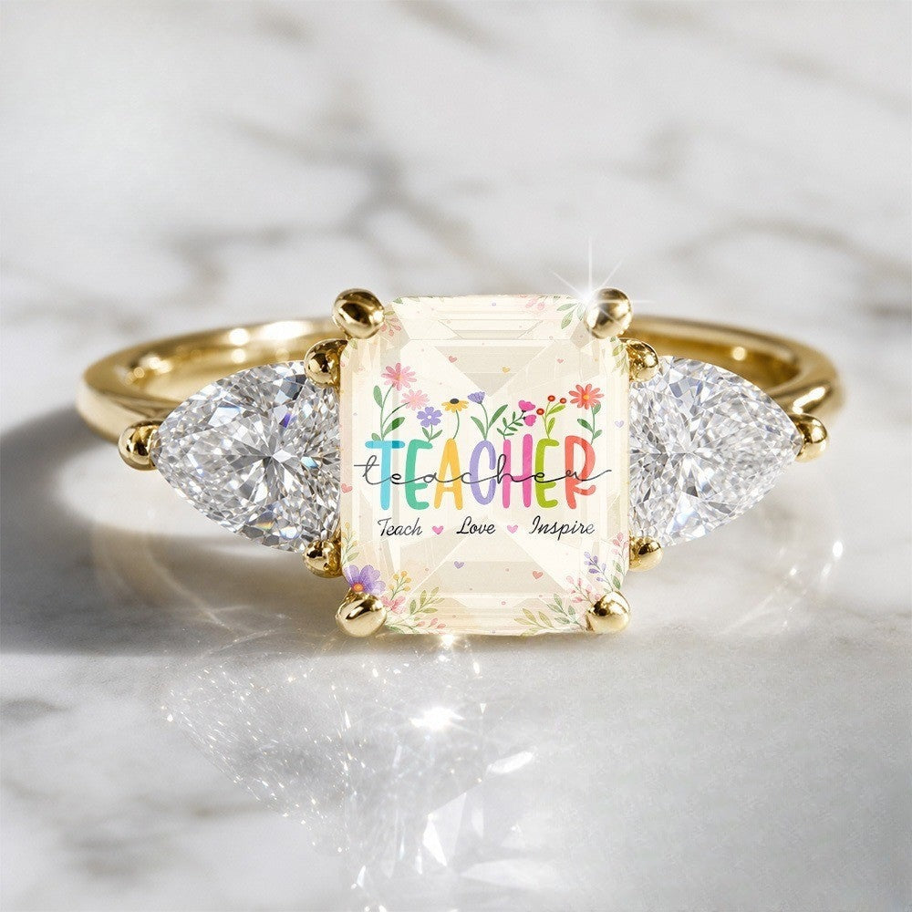 Colorful Teacher Floral Statement Ring