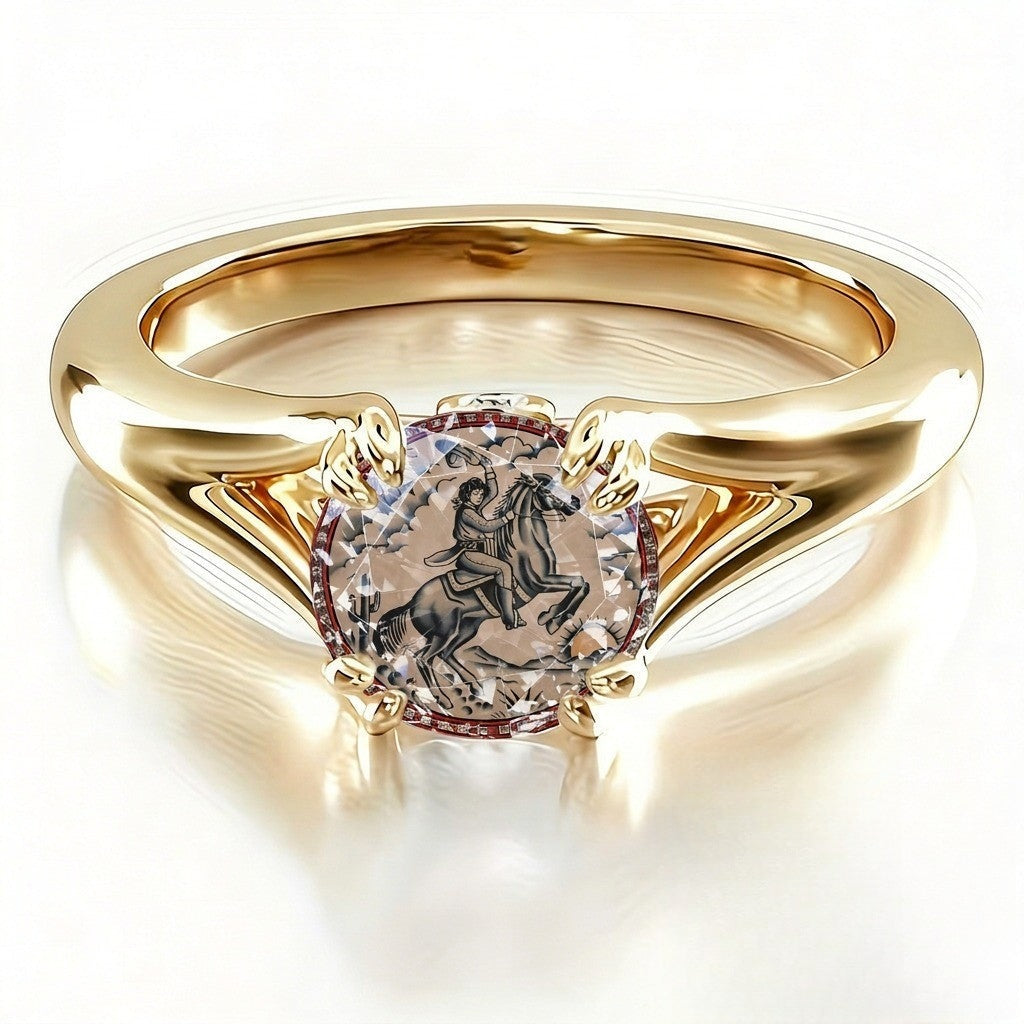 Cowboy Horse Engraved Ring