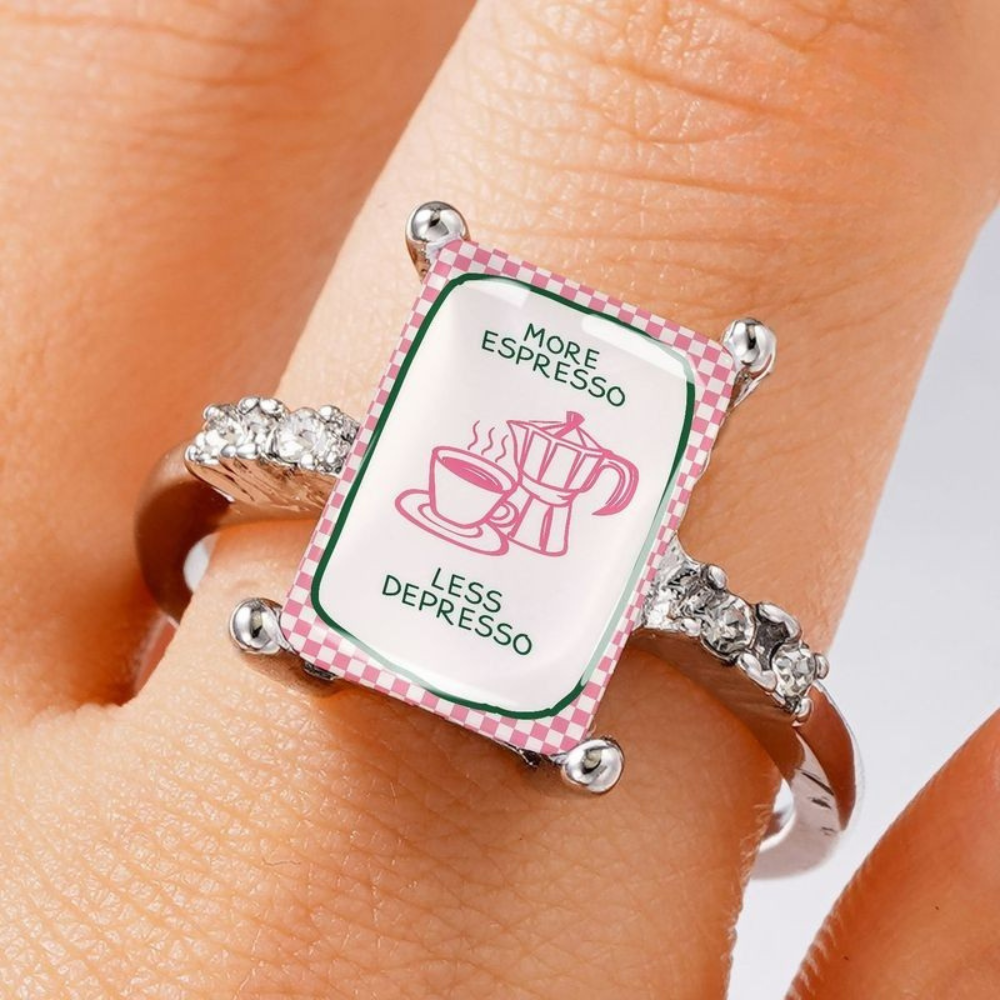 Coffee Lover Square Ring