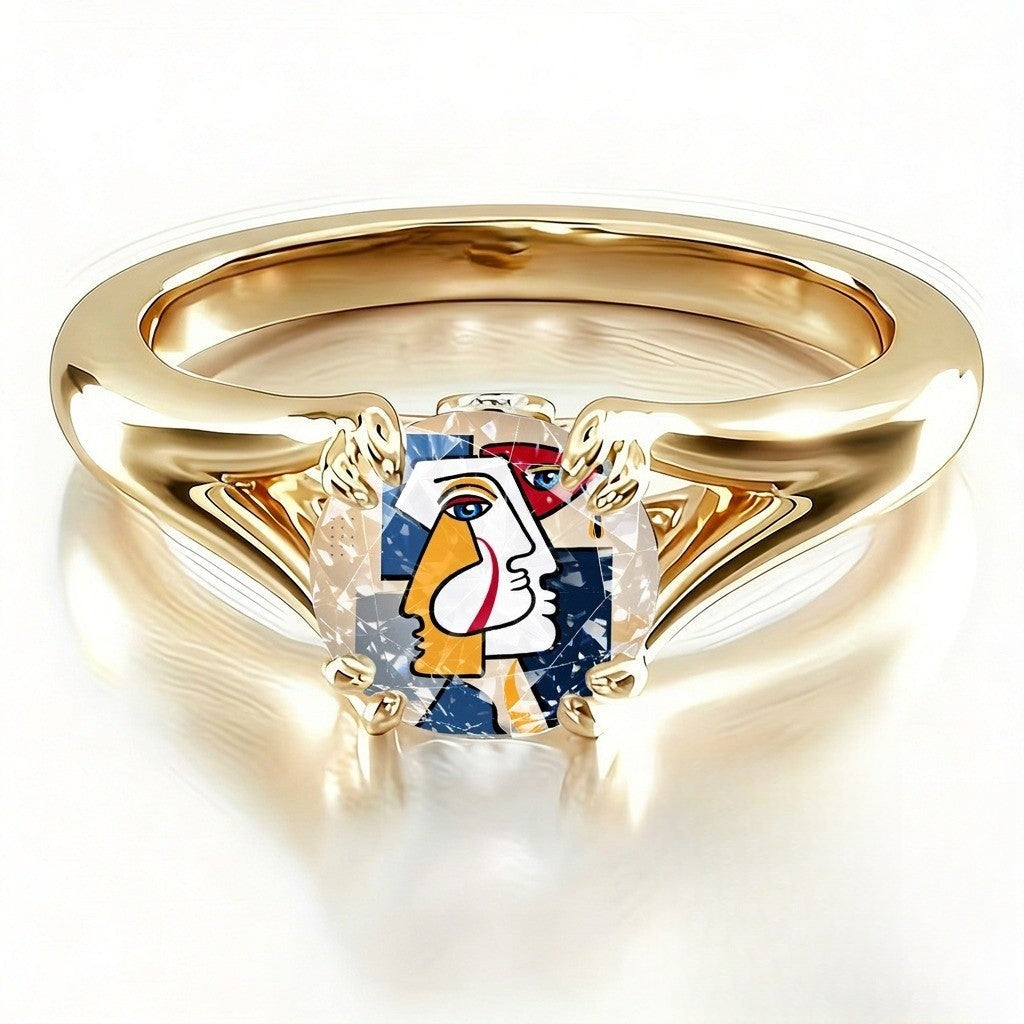 Abstract Face Statement Ring