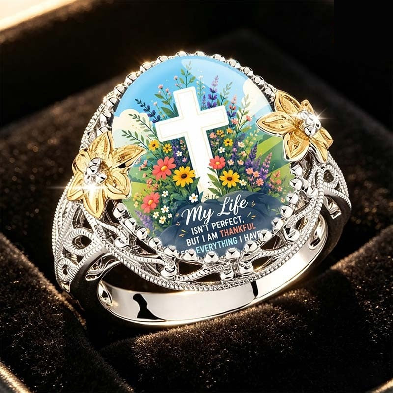 Grateful Faith Floral Dome Ring