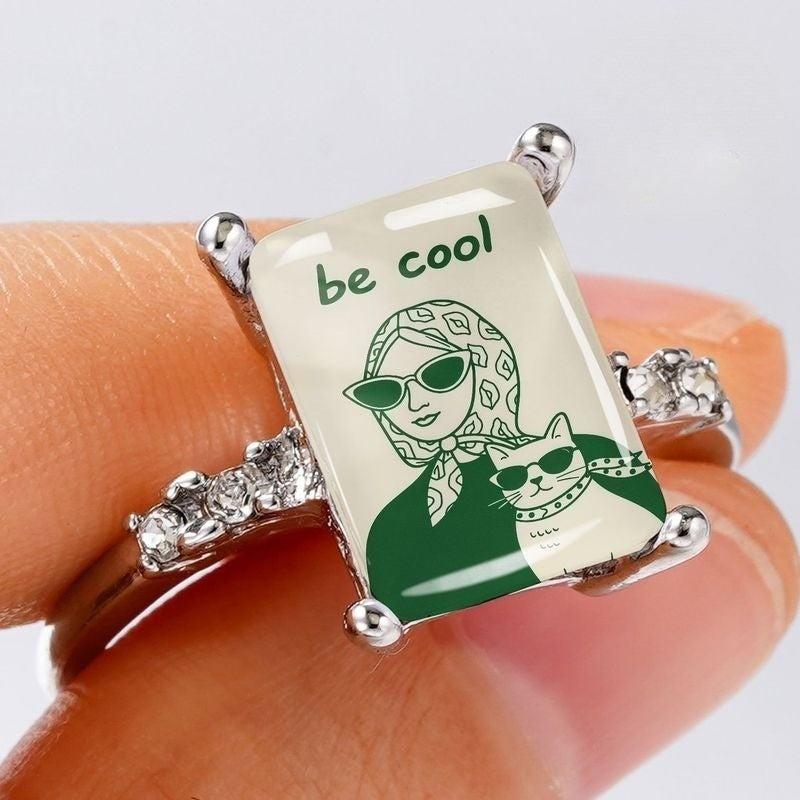 Be Cool Cat Rectangular Ring