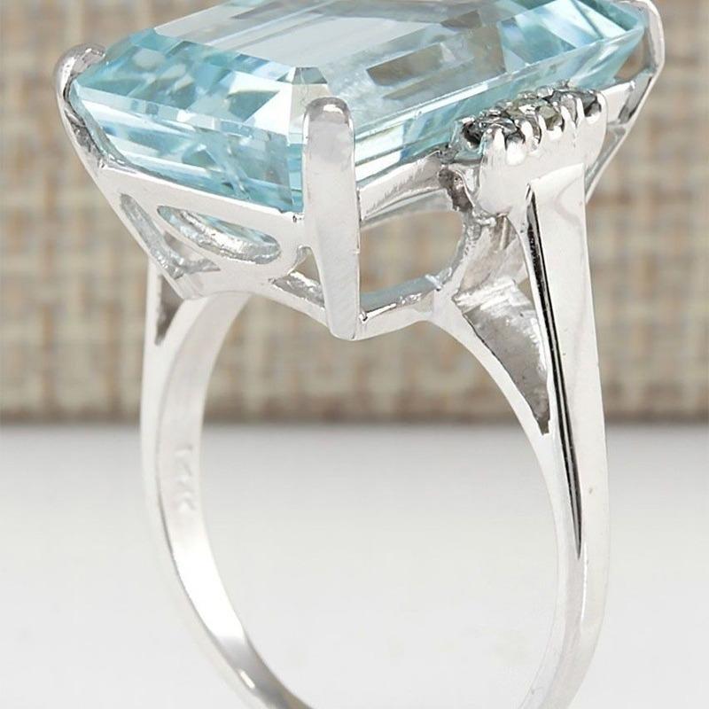 Sea Blue Transparent Rectangle Ring