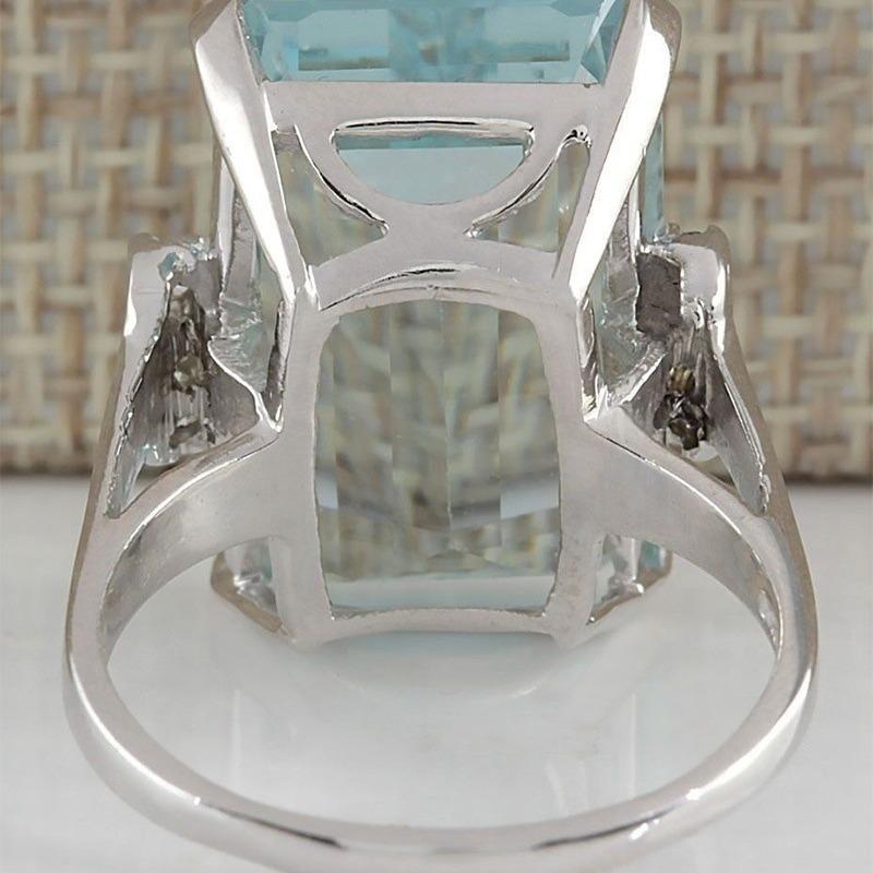 Sea Blue Transparent Rectangle Ring