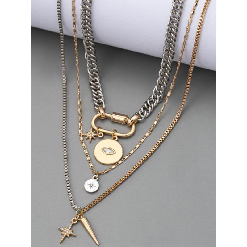 3pc Layered Mix Metals Necklace
