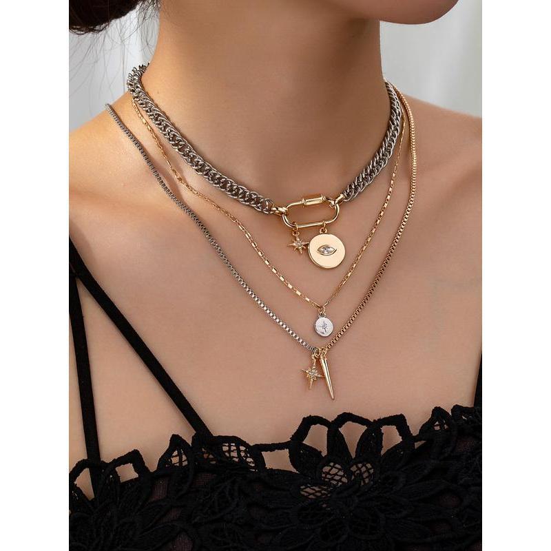 3pc Layered Mix Metals Necklace