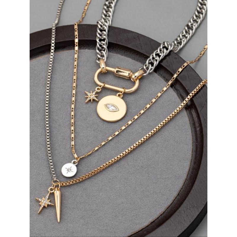 3pc Layered Mix Metals Necklace