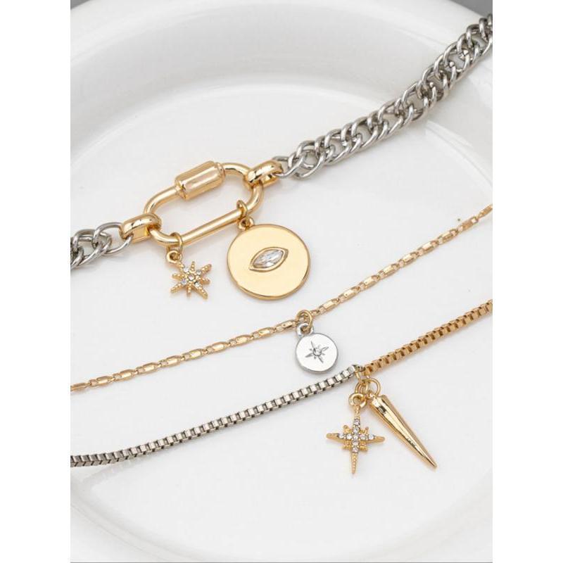3pc Layered Mix Metals Necklace