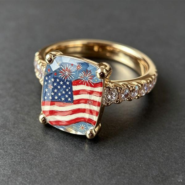 Firework Flag Square Ring