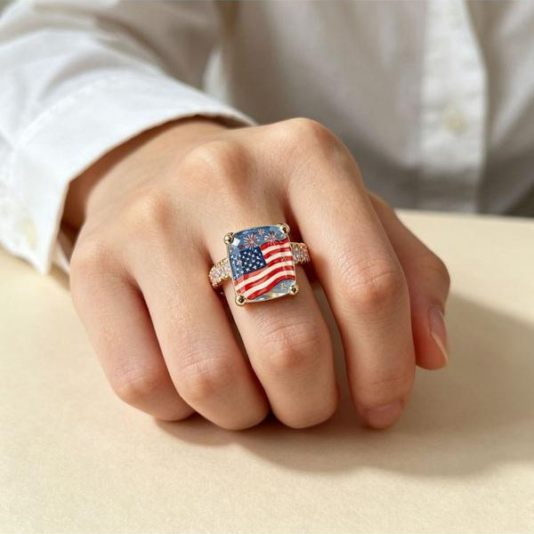 Firework Flag Square Ring