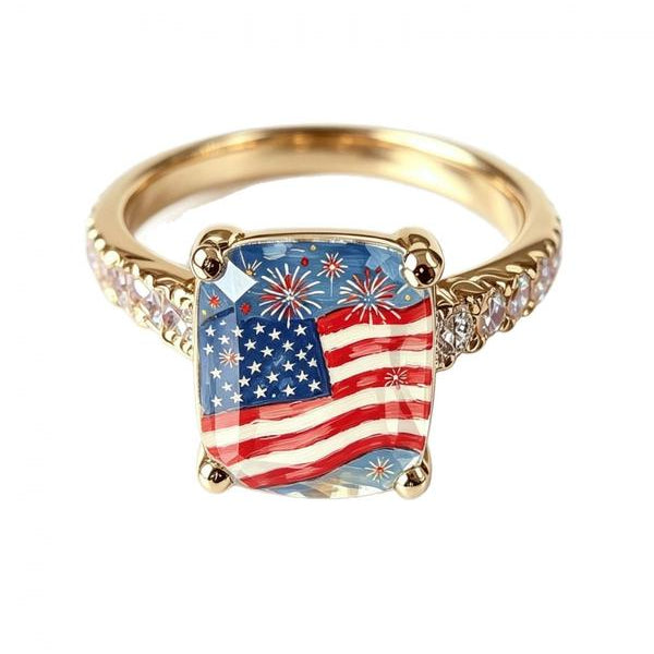 Firework Flag Square Ring