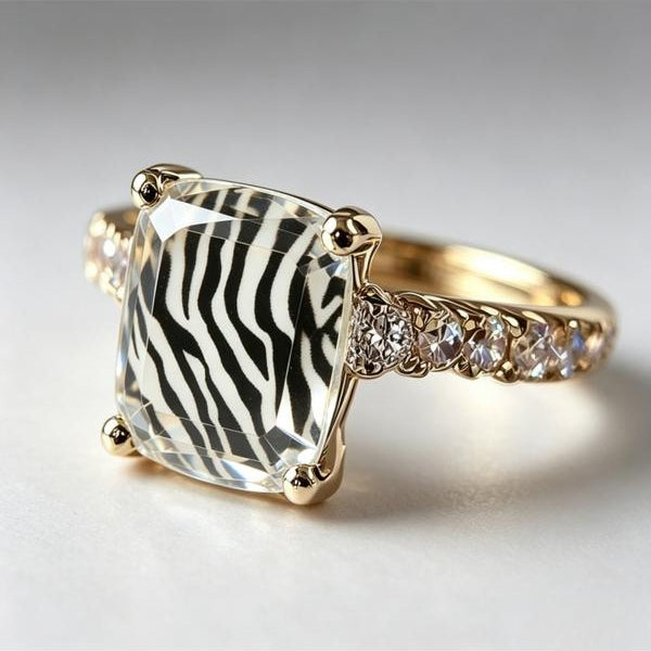 Zebra Print Square Ring