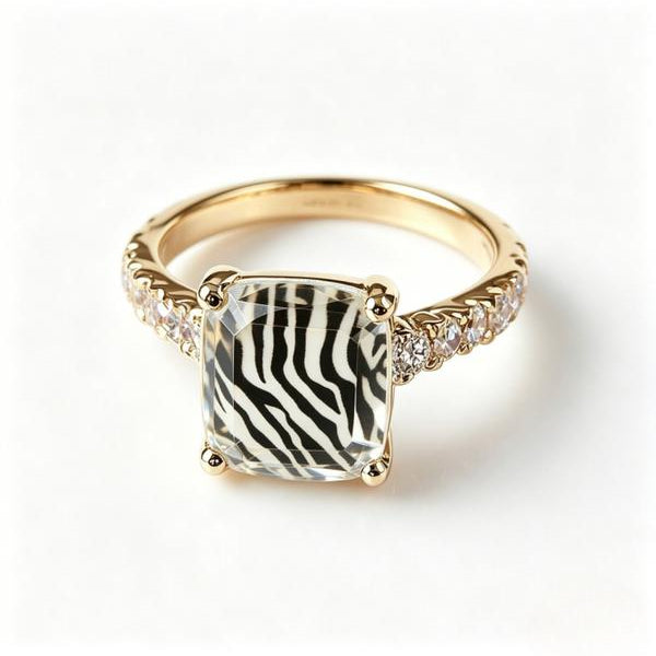 Zebra Print Square Ring