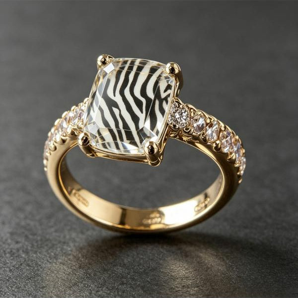 Zebra Print Square Ring