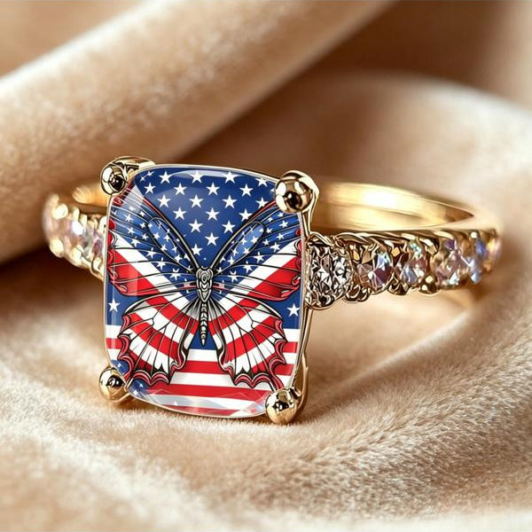 American Butterfly Square Ring