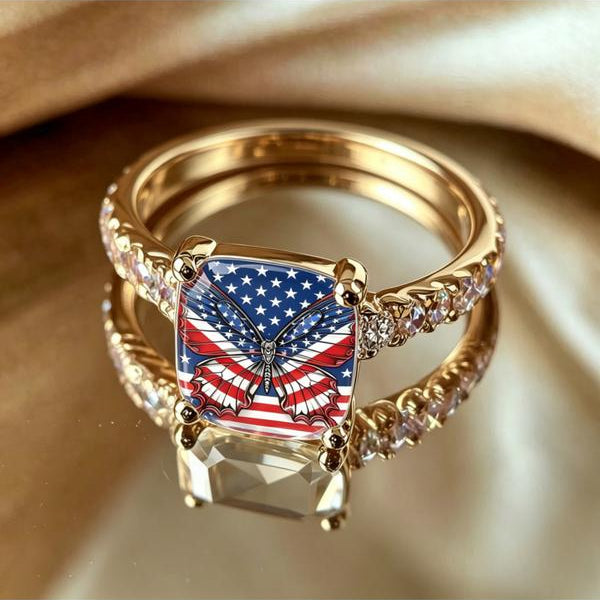 American Butterfly Square Ring