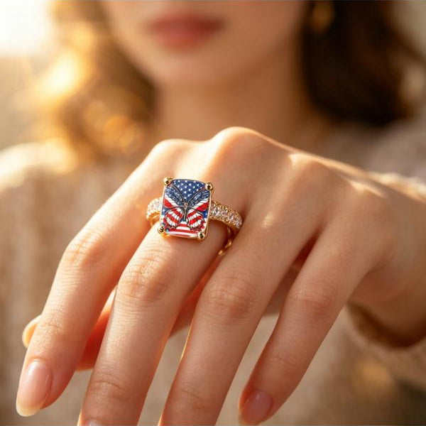 American Butterfly Square Ring