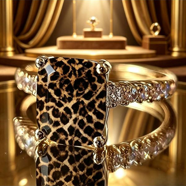 Retro Leopard Square Ring